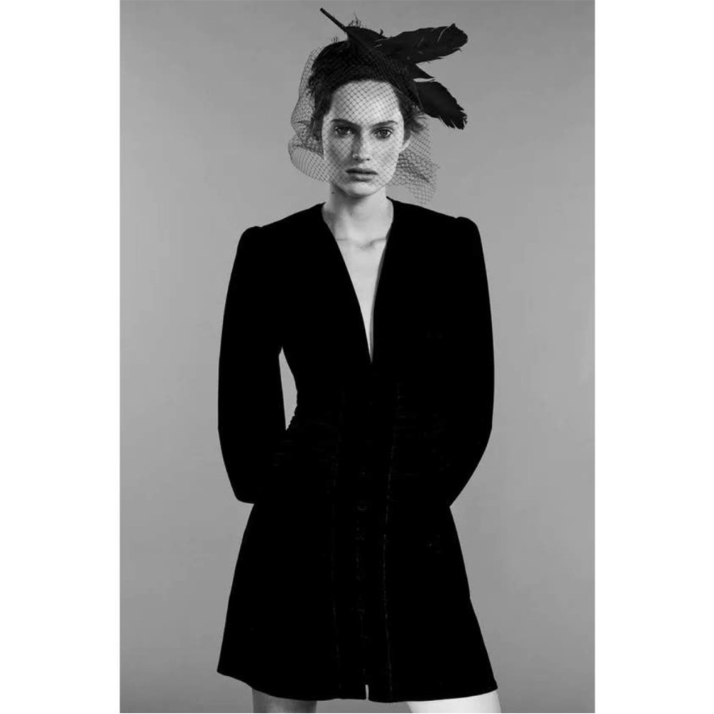 ZARA Black Velvet Long Sleeve Mini Dress XL NWT 4786/353